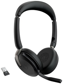 Jabra Evolve2 65 Flex Link380a UC Számítógép On Ear headset Bluetooth® Stereo Fekete Noise Cancellin