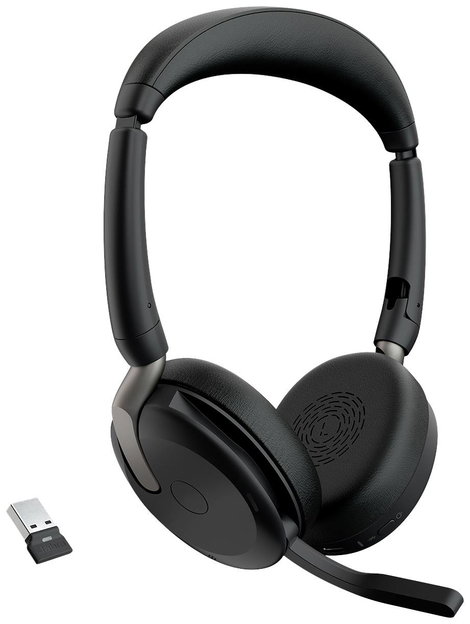 Jabra Evolve2 65 Flex Link380a UC Számítógép On Ear headset Bluetooth® Stereo Fekete Noise Cancellin