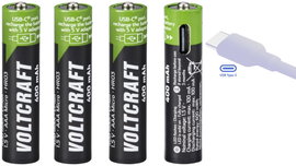 VOLTCRAFT VC-AAA400USB USB-C® akku Lítiumion 400 mAh 1.5 V 4 db