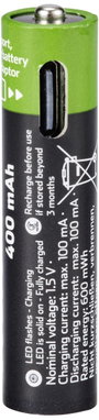 VOLTCRAFT VC-AAA400USB USB-C® akku Lítiumion 400 mAh 1.5 V 4 db 3. bélyegkép