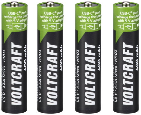 VOLTCRAFT VC-AAA400USB USB-C® akku Lítiumion 400 mAh 1.5 V 4 db 6. kép