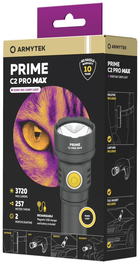 ArmyTek Prime C2 Pro Max Warm LED Kézilámpa Csuklópánt, Tokkal Akkuról üzemeltetett 3720 lm 203 g 4. kép