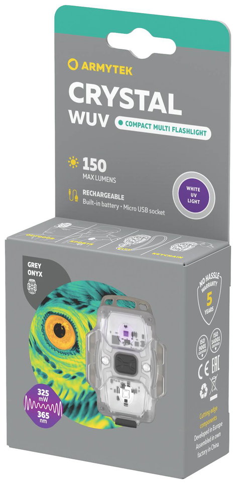 ArmyTek Crystal WUV Grey LED Kézilámpa Csuklópánt, USB csatlakozóval Akkuról üzemeltetett 150 lm 34  2. kép