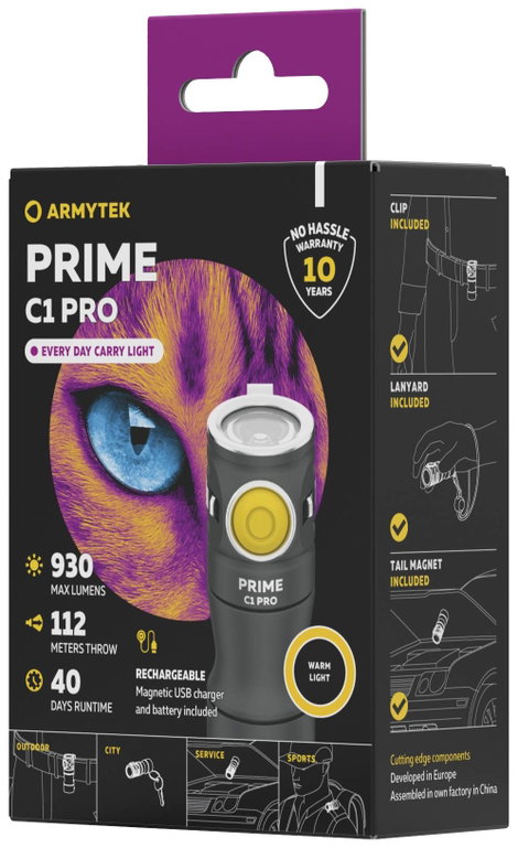 ArmyTek Prime C1 Pro Warm Mini zseblámpa Kulcstartó, Övcsíptetővel Akkuról üzemeltetett 1000 lm 15 ó 3. kép