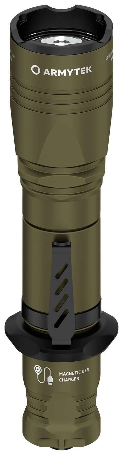 ArmyTek Dobermann Pro Magnet USB Olive Warm LED Kézilámpa Csuklópánt, Tokkal Akkuról üzemeltetett 14 2. kép