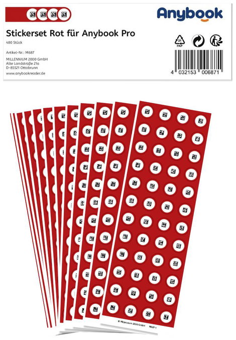 Anybook Matrica készlet Stickerset Rot für Anybook Pro 480 db