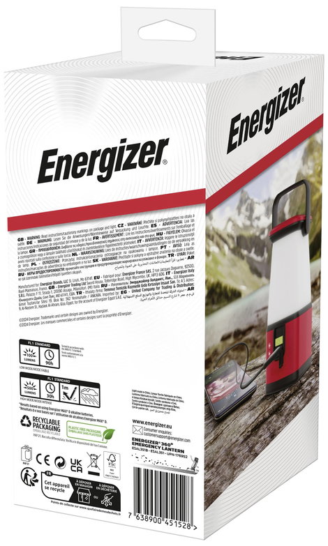 Energizer E304157700 360° Camping LED Kemping lámpás 500 lm Elemekről üzemeltetett Piros/fekete 2. kép