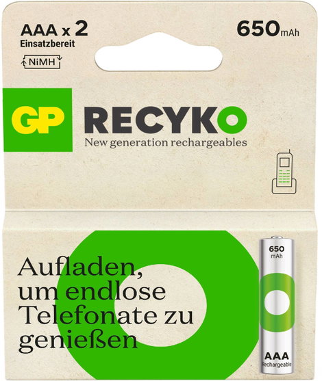 GP Batteries ReCyko Mikroakku NiMH 650 mAh 1.2 V 2 db 3. kép