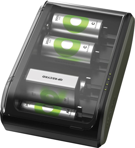GP Batteries B631 Universell Hengeres akku töltő NiMH 9 V-os, Mikro (AAA), Ceruza (AA), Baby (C), Gó