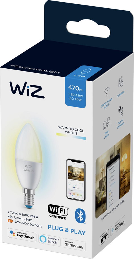 WiZ 8718699787073 LED EEK F (A - G) E14 4.9 W = 40 W Melegfehértől a hidegfehérig Alkalmazás vezérel