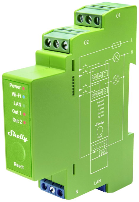 Shelly Pro Dimmer 2PM Kalapsín relé Bluetooth, Wi-Fi 2. kép