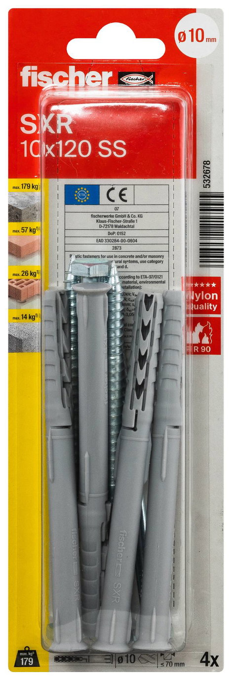 Fischer SXR 10 x 120 SS K NV Hosszúszárú tipli 120 mm 532678 1 készlet