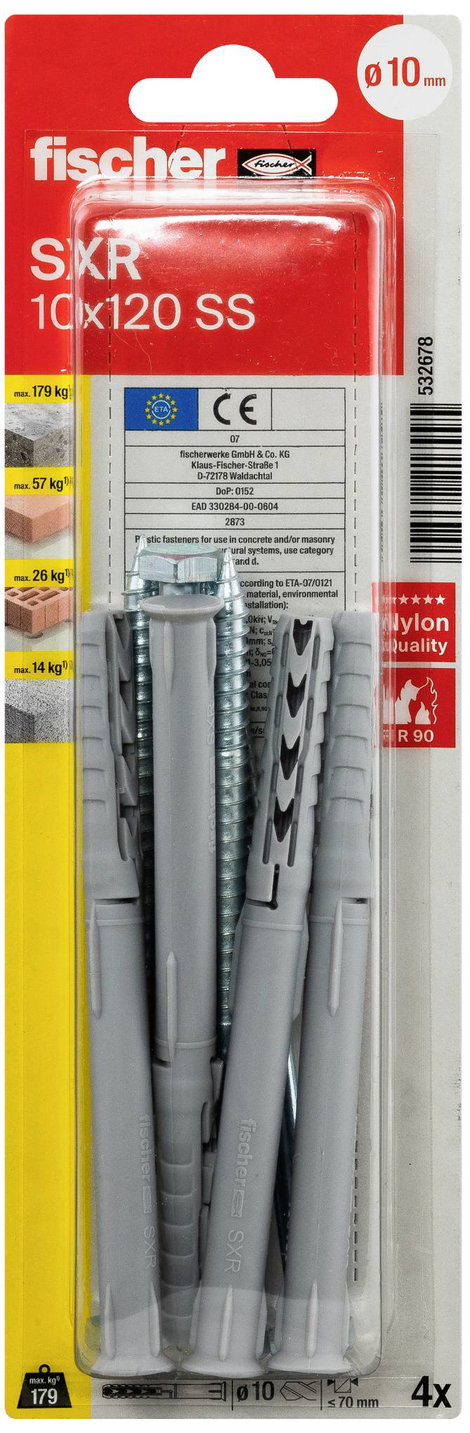 Fischer SXR 10 x 120 SS K NV Hosszúszárú tipli 120 mm 532678 1 készlet 2. kép