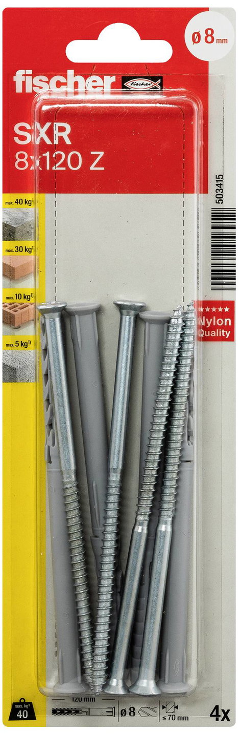 Fischer SXR 8 x 120 Z K NV Hosszúszárú tipli 120 mm 503415 1 készlet 2. kép