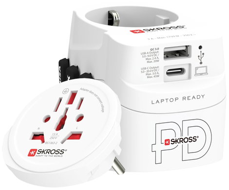 Skross 1.302474 Úti adapter Pro Light USB AC45PD World