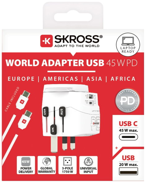 Skross 1.302474 Úti adapter Pro Light USB AC45PD World 4. kép