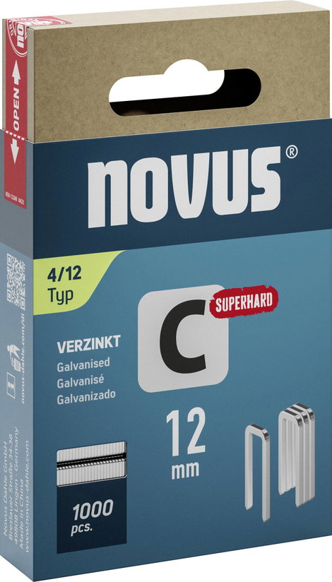 Keskenyhátú tűzőkapocs - Typ 4 1000 db Novus Office 042-0800 Méret (H x Sz x Ma) 12 x 6.1 x 12 mm