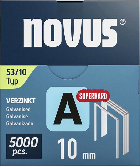 Finomhuzal tűzőkapcsok - Type 53 5000 db Novus Tools 042-0763 Méret (H x Sz x Ma) 10 x 11.3 x 10 mm