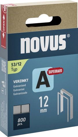 Finomhuzal tűzőkapcsok - Type 53 800 db Novus Tools 042-0780 Méret (H x Sz x Ma) 12 x 11.3 x 12 mm