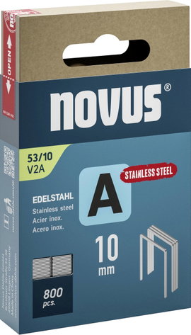 Finomhuzal tűzőkapcsok - Type 53 800 db Novus Tools 042-0779 Méret (H x Sz x Ma) 10 x 11.3 x 10 mm