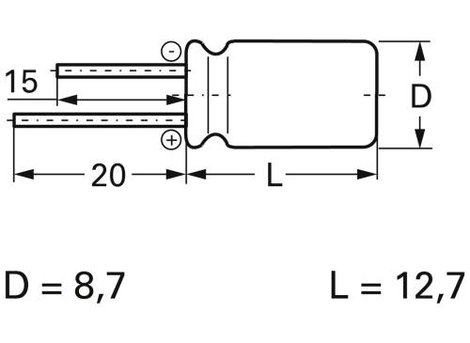 Frolyt E-RY3050 Elektrolit kondenzátor Radiális kivezetéssel 5 mm 22 µF 100 V 20 % (Ø x H) 8.7 mm x 2. kép