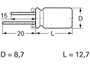 Frolyt E-RY3050 Elektrolit kondenzátor Radiális kivezetéssel 5 mm 22 µF 100 V 20 % (Ø x H) 8.7 mm x 2. bélyegkép