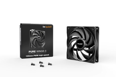 BeQuiet Pure Wings 3 Számítógépház ventilátor Fekete (Sz x Ma x Mé) 120 x 25 x 120 mm 3. kép