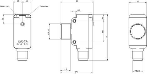 MD Micro Detectors Ultrahangos érzékelő UQ1A/G7-0E UQ1A/G7-0E 10 - 30 V/DC 1 db 2. kép
