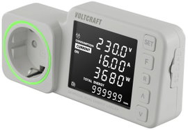VOLTCRAFT SEM5000 DUAL Energiafogyasztás mérő Költség előrejelzés, Riasztó funkció, Beállítható áram