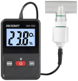 VOLTCRAFT OM-100 Oxigénmérő 0 - 100 % Oxigénmérő készülék Kalibrált Gyári standard (tanúsítvány nélk
