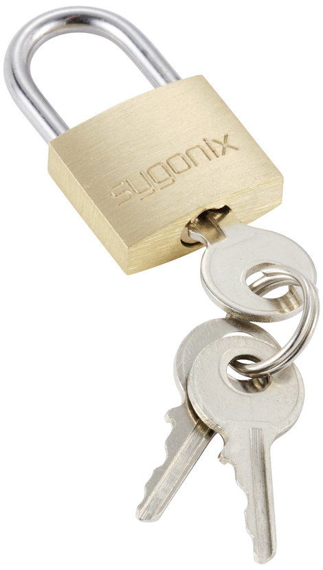 Sygonix SY-5045280 Függő lakat 19.7 mm Különböző időben záródó Aranysárga Kulcsos zár 3. kép