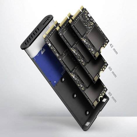 AXAGON EEM2-SG2 M.2 merevlemez ház M.2 2242, M.2 2260, M.2 2280 USB-C® USB 3.2 (Gen 2) 2. kép