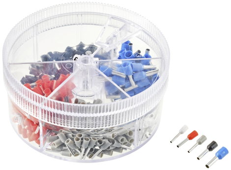 TRU COMPONENTS TC-11599328 Érvéghüvely készlet 0.5 mm², 2.5 mm² Teljesen szigetelt Fehér, Szürke, Pi