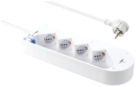 Sygonix SY-5228510 Elosztó kapcsolóval 4 részes Fehér Védőérintkezős 1 db