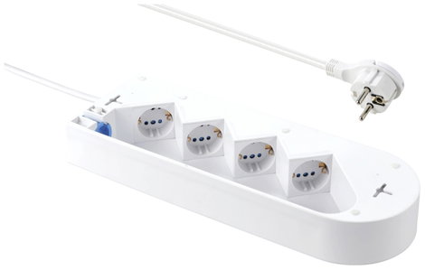 Sygonix SY-5228510 Elosztó kapcsolóval 4 részes Fehér Védőérintkezős 1 db