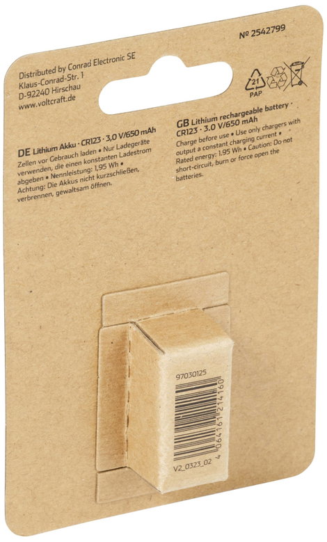 VOLTCRAFT Speciális akku CR 123 Lítium 3 V 650 mAh 3. kép