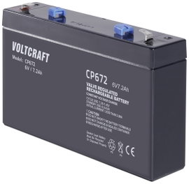 VOLTCRAFT CE6V/7Ah Ólomakku 6 V 7.2 Ah Ólom-vlies (AGM) (Sz x Ma x Mé) 151 x 100 x 34 mm 4,8 mm-es l