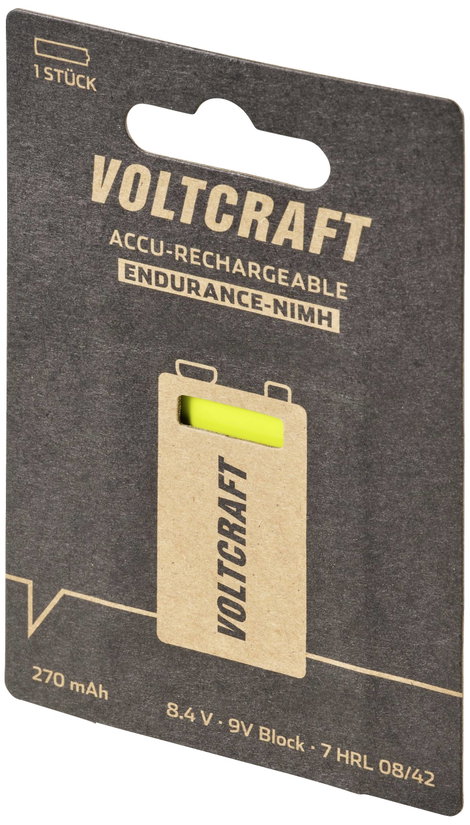 9 V-os akku VOLTCRAFT Endurance 6LR61 NiMH 8.4 V 270 mAh 1 db 2. kép