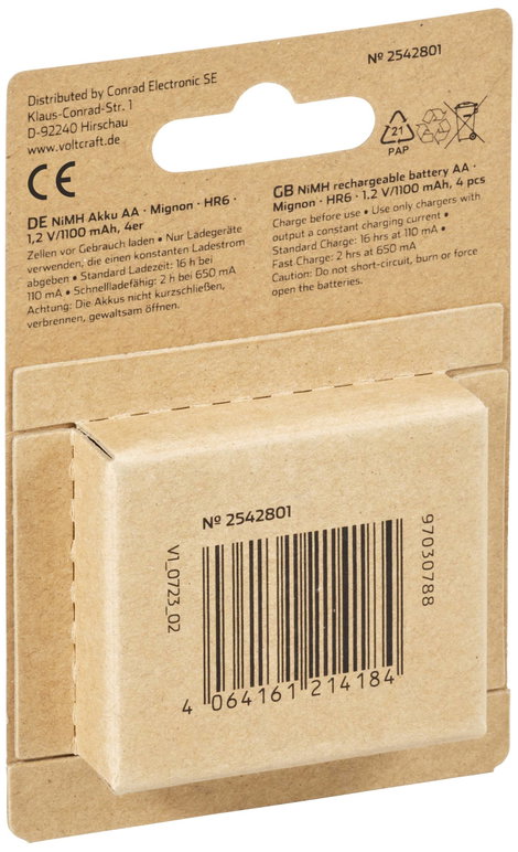VOLTCRAFT HR06 Ceruzaakku NiMH 1100 mAh 1.2 V 4 db 4. kép