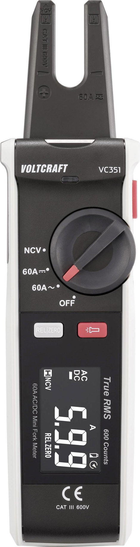 Digitális AC/DC lakatfogó CAT III 600 V. 600 digit, VOLTCRAFT VC351