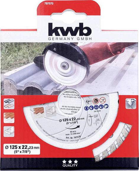 kwb 797570 Gyémánt bevonatú vágótárcsa Ø 125 mm Furat átmérő 22.23 mm Kő 1 db 2. kép