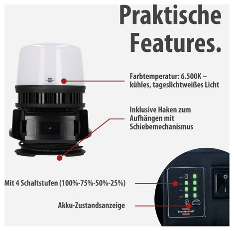 Brennenstuhl Multi Battery 12050 MH Akkus építkezési fényszóró EEK E (A - G) 100 W 12000 lm Hidegfeh 5. kép