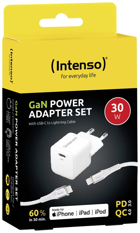 Intenso W30C GaN + C315L USB-s töltőkészülék Beltér Kimeneti áram (max.) 3 A Kimenetek száma: 1 x US 3. kép