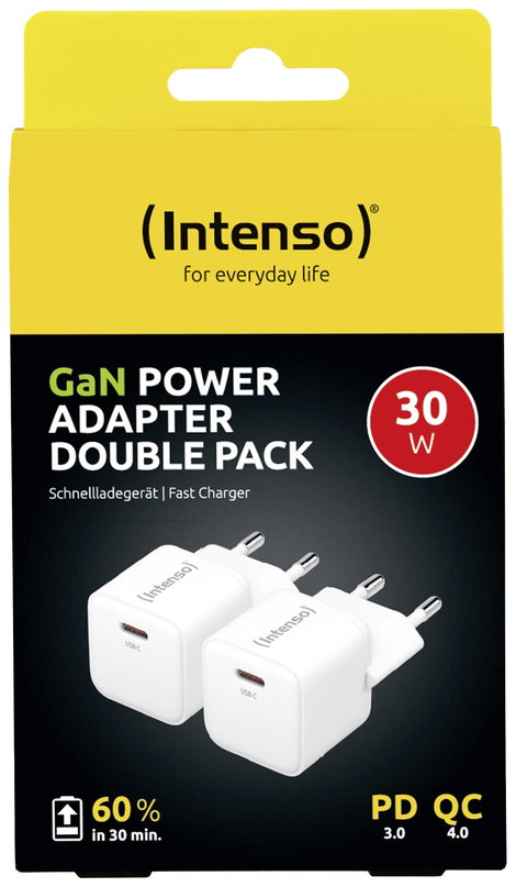 Intenso W30C GaN USB-s töltőkészülék 30 W Beltér Kimeneti áram (max.) 3 A Kimenetek száma: 1 x USB-C 2. kép