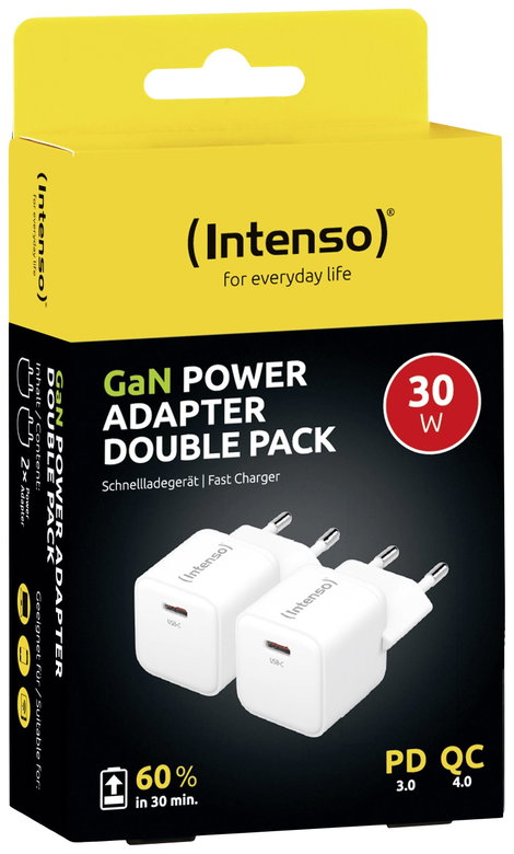 Intenso W30C GaN USB-s töltőkészülék 30 W Beltér Kimeneti áram (max.) 3 A Kimenetek száma: 1 x USB-C 3. kép