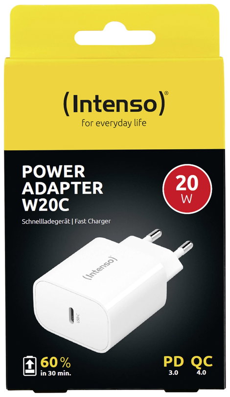 Intenso W20C USB-s töltőkészülék 20 W Beltér Kimeneti áram (max.) 3 A Kimenetek száma: 1 x USB-C® US 2. kép