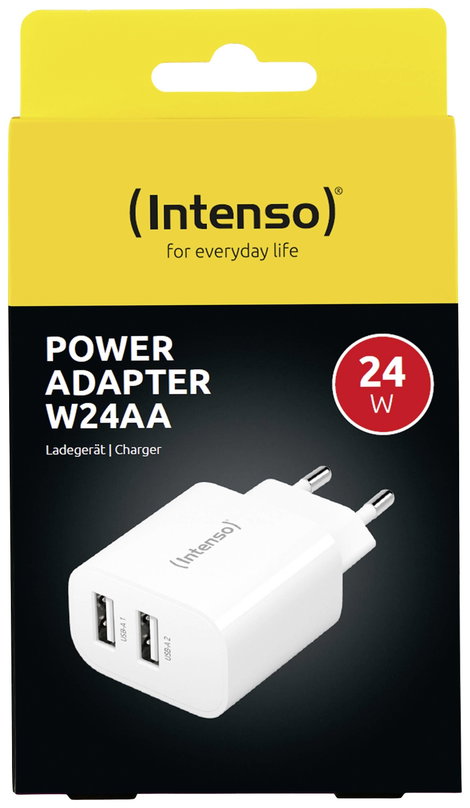 Intenso W24AA USB-s töltőkészülék 24 W Beltér Kimeneti áram (max.) 2.4 A Kimenetek száma: 2 x USB-A 2. kép