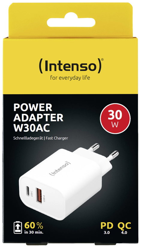Intenso W30AC USB-s töltőkészülék 30 W Beltér Kimeneti áram (max.) 3 A Kimenetek száma: 2 x USB-A, U 2. kép