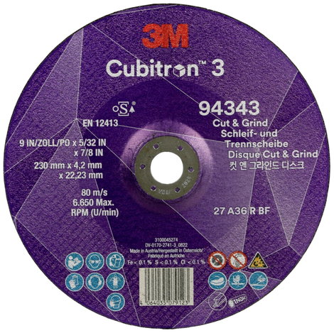 Cubitron 94343 Cubitron™ 3 Cut and Grind Csiszolókorong Ø 230 mm Furat átmérő 22.23 mm 10 db