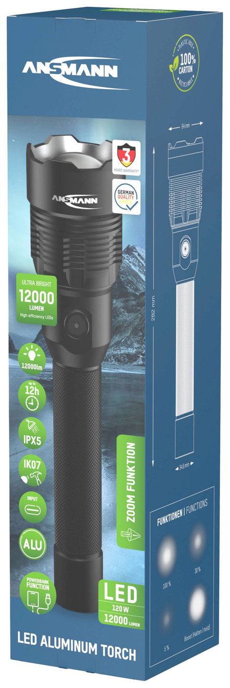 Ansmann T12000R LED Kézilámpa Akkuról üzemeltetett 12000 lm 12 óra 782 g 7. kép